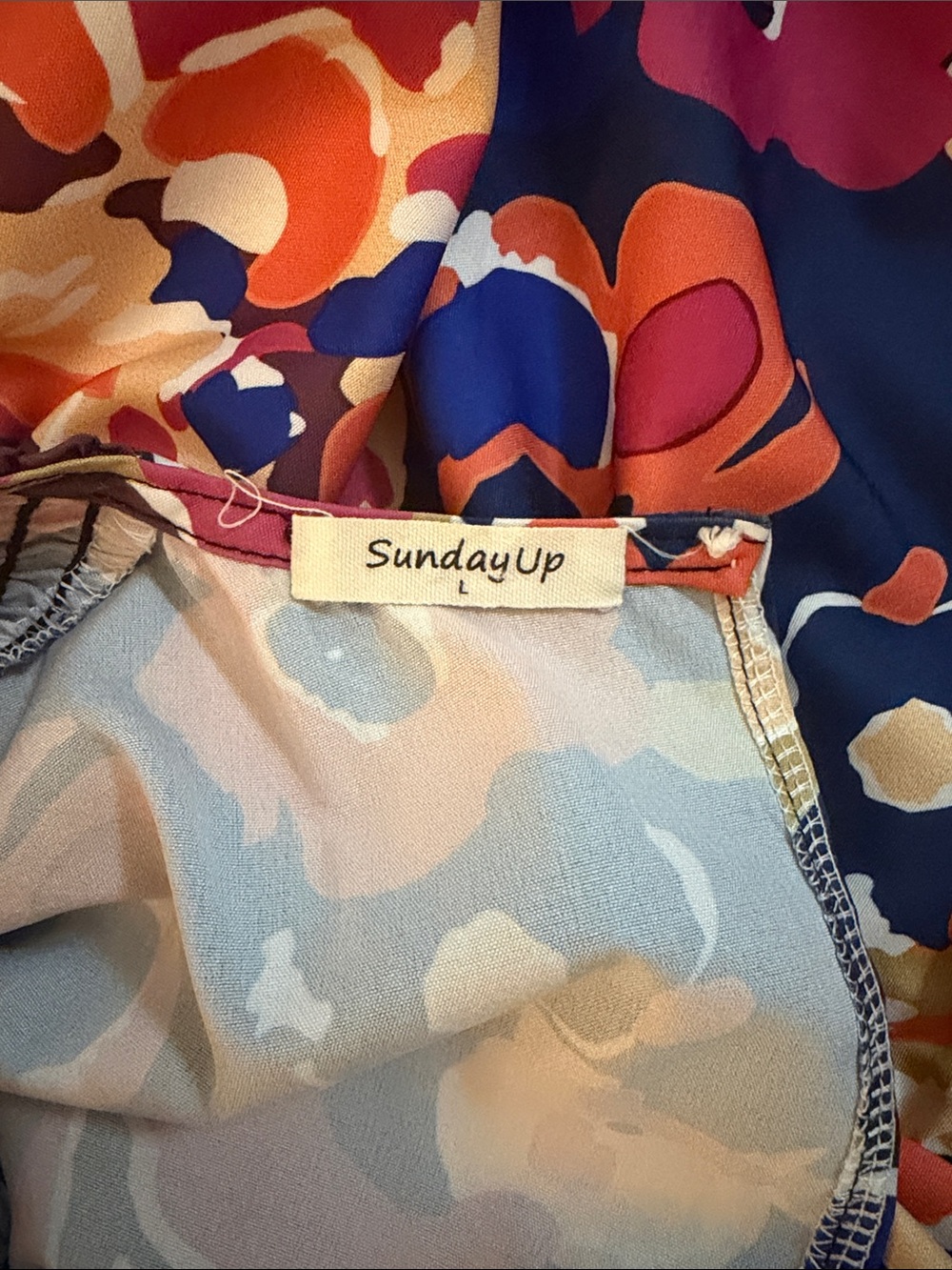 Smocked Bodice Maxi Dress in Navy with Pink & Orange Floral - Picture 3 of 9